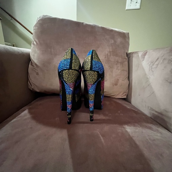Steve Madden Dyvinal Bright Multicolor Rhinestone Heels Size 7 - Picture 5 of 10